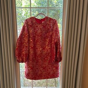 Tuckernuck, Red + Pink jacquard mini dress